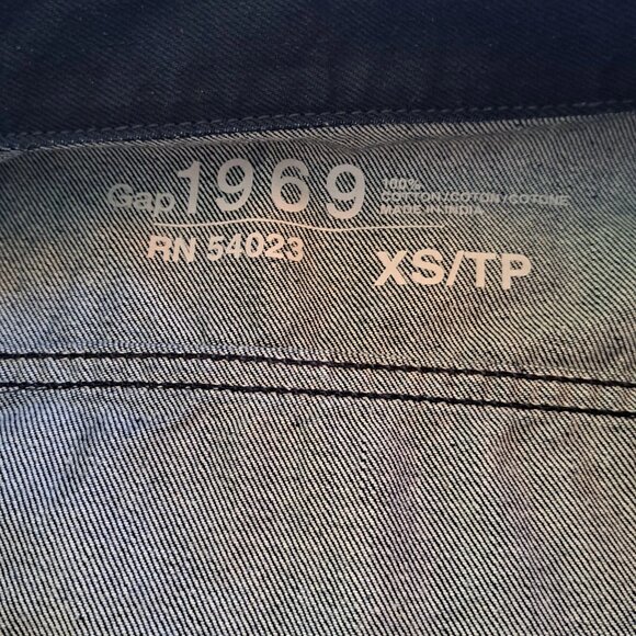 GAP 1969 DENIM jeans jacket Sz XS SIDE POCKETS DARK BLUE made INDIA A REAL GEM - Picture 7 of 9